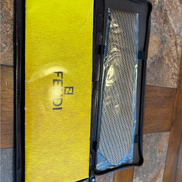 Fendi Yellow and Black Geometric Tie
